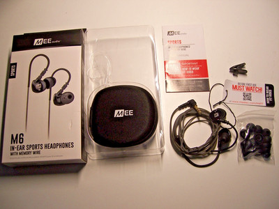 MEE Audio M6 In Ear Sports Headphones Set Sport Kopfhörer Memory Wire Neuwertig