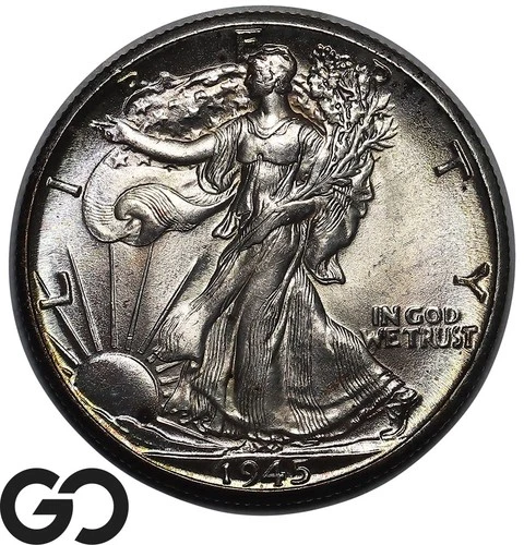 1945-D Walking Liberty Half Dollar Lustrous Gem BU++