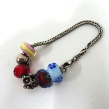 Trollbeads Silver 925 6-Row Bracelet with Charm  Power Stone Used
