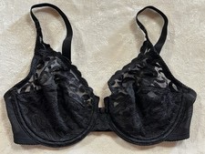 WACOAL 85199 Arabesque Semi Sheer Lace Unlined Underwire 34D Black Bra