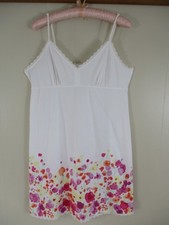 Gilligan O'Malley Sleepwear Chemise sz. L White Cotton Watercolor Floral Print