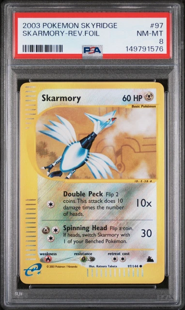 2003 POKEMON SKYRIDGE #97 SKARMORY-REVERSE FOIL PSA 8