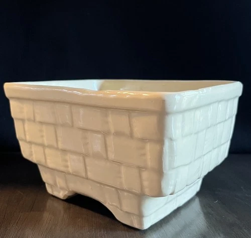 Vintage  Brush Pottery Brush McCoy Basketweave Ceramic Planter
