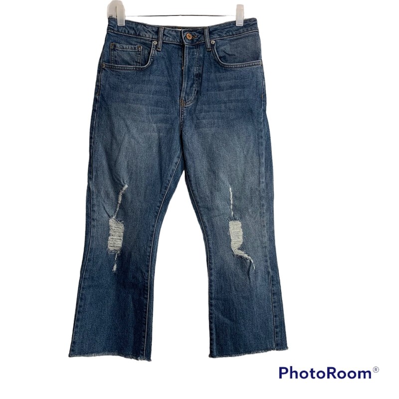 Forever 21 Women’s Jeans 27 Blue Straight Leg Distressed Ankle High Rise
