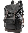 HUACHEN Men's Travelling Bag Shoulder Weekender School Bags Leather Backpack