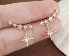 Gold CZ Star Clip On Earrings,Clip on Earrings,Climber Clip On Star Earrings