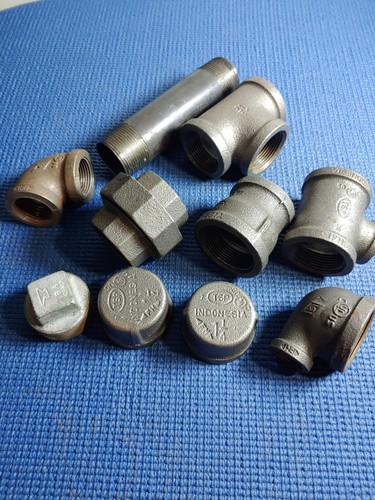 10 PCS ASSORTED BLACK IRON ELBOW 90° TEE & COUPLING UNION REDUCING FITTINGS NEW - Picture 3 of 3