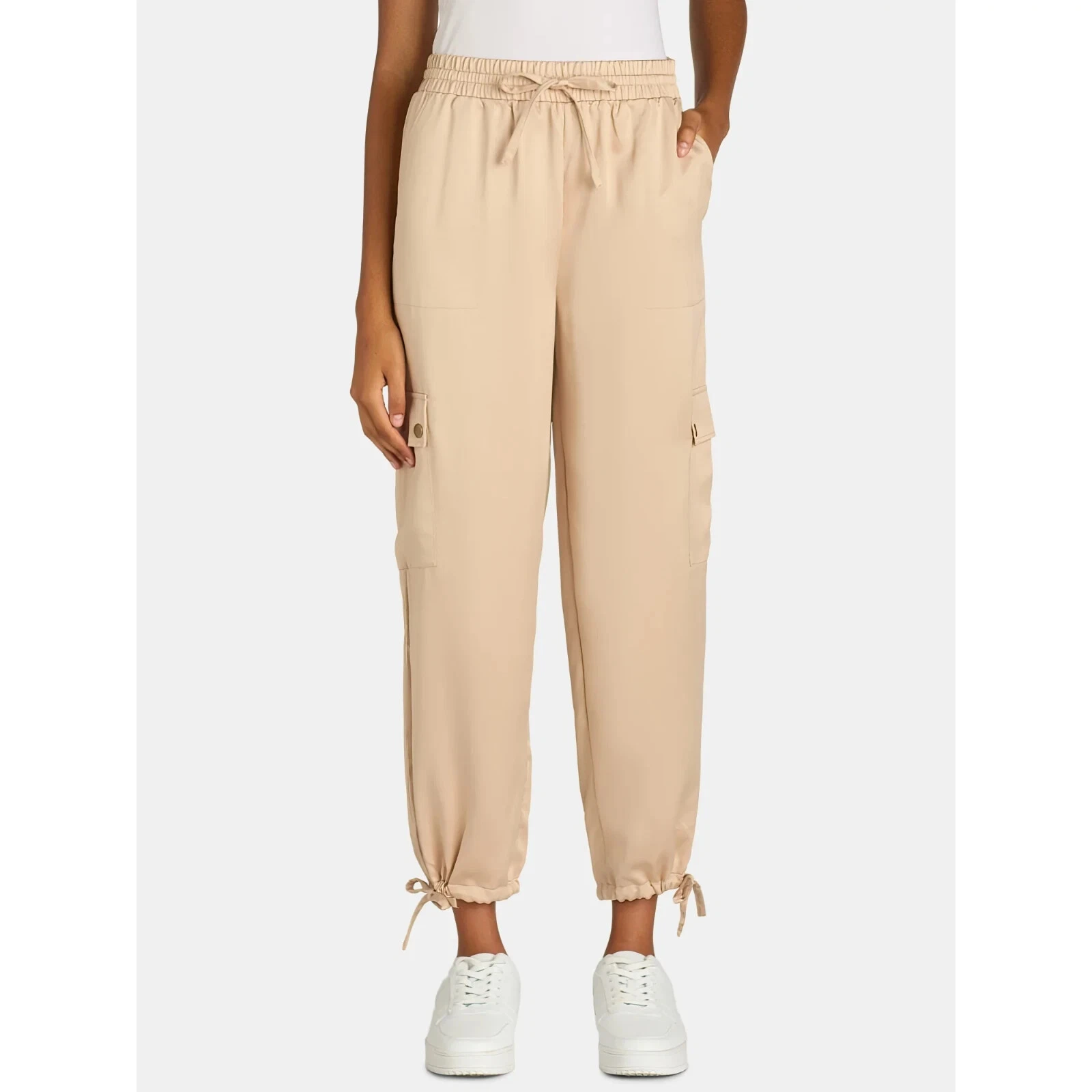 TIME AND TRU - SIZE: XL (16-18) - Mid Rise Satin Jogger Pants With 27" Inseam