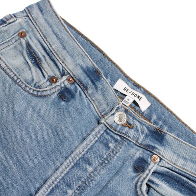 Re/Done NWD Denim Jeans Size 26 US 90s High Rise Ankle Crop in Hazey Indigo Blue