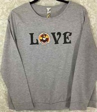 Holiday Women  s Sweatshirt Sz Medium Large Gray Crew Neck Christmas Halloween