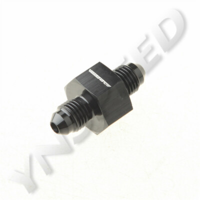 US SHIP 4AN Male To Male With 1/8'' NPT Gauge Port Straight Fitting Adapter Black