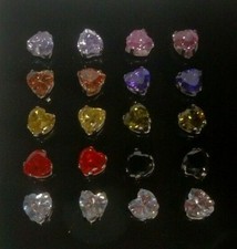 6mm Stainless Steel Heart Cubic Zirconia Women's Ear Stud Earrings Mixed Color