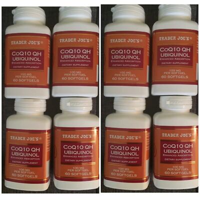 8 Trader Joe's CoQ10 UBIQUINOL **12/2025+** NEWEST 60 Softgels 100mg Co Q10 QH