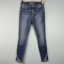 Joe's Women's 25 The Icon Mid Rise Skinny Ankle Medium Frayed Hem Blue Jeans