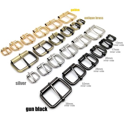 Metall Leder Handtasche Schuhgurt Gürtel Rechteck verstellbar Rolle Dornschließe Ring