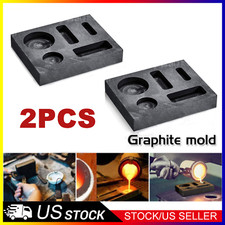 2x Gold Silver Graphite Ingot Mould Crucible For Melting Casting Refining NEW