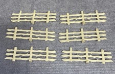 Vintage FENCE 6 SECTIONS White Cream Split Rail Playset Toy Plastic Free Ship L7