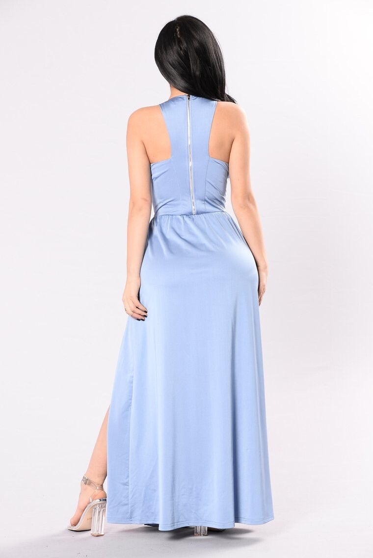 Fashion Nova Delfin Sky Blue Double Front Slit Maxi Dress - Size Small |  eBay