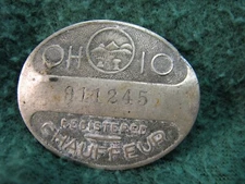 Vintage State of Ohio Registered CHAUFFEUR BADGE W/ Serial Number  As Shown