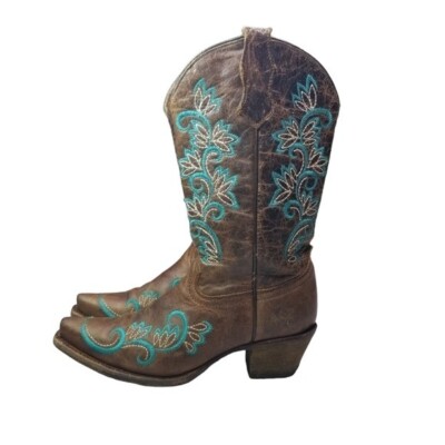 Corral teen Willa brown embroidered cowgirl boots youth girls 2.5