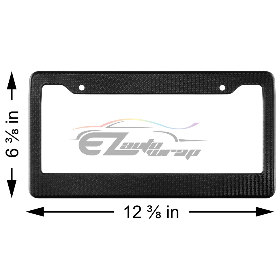 Marcos de matrícula de plástico plateado estilo fibra de carbono soporte delantero y trasero 2 piezas Foto 2 de 4