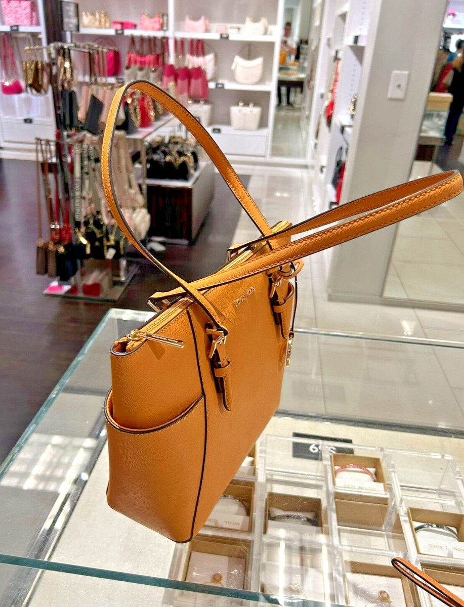 Michael Kors Charlotte Large Leather Top-Zip Tote Shoulder Bag in 