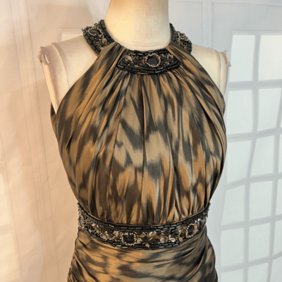 carmen marc valvo green dress CARMEN MARC VALVO Emerald Green 3D Floral Lace Jamaica