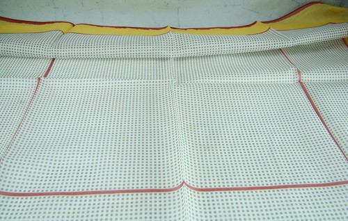 100% Algodón Hecho en Italia 22.5" Cuadrado Bufanda Marrón/Blanco Centro Amarillo/Rojo Borde NUEVO - Imagen 5 de 13