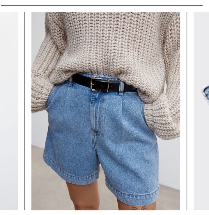 Mango Regina Denim Trouser Shorts Xs