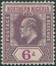 Northern Nigeria 1905 SG25 6d dull purple and violet KEVII mult CA wmk MH