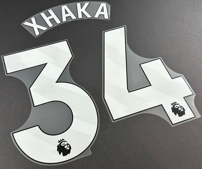 ARSENAL 2023-24 XHAKA 34 OFFICIAL AVERY DENNISON WHITE PLAYER SIZE