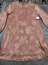 Urban Outfitters Mary Kate Rose Pink Pleated Floral Shift Dress Sz M