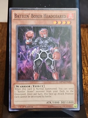 Battlin' Boxer Headgeared - 1st Edition - Yugioh Fire Monster - Vintage