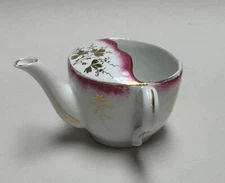 Antique Infant/Invalid Feeder, Handpainted Porcelain, Gold Floral Design