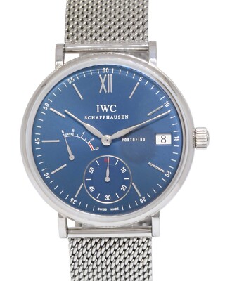 IWC Portofino 5101 Steel Eight Days Blue Dial Mens 45mm Manual