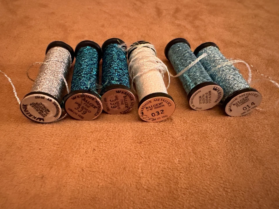 Lot of 8 Kreinik Balger Metallics 32 braid Colors hand embroidery sewing stitch - Image 2 of 2