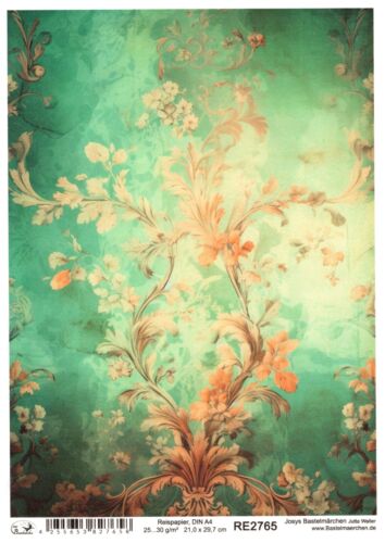 Reispapier A4 Strohseide Decoupage Vintage Blumenmuster floral RE2765 - Bild 1 von 1