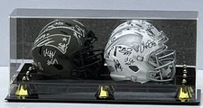 NEW! CSP DOUBLE 2 MINI FOOTBALL HELMET ACRYLIC DISPLAY CASE W/MIRROR BACK AD11