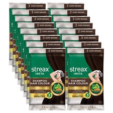Streax Insta Shampoo Hair Colour 8 x 18 ml Dark Brown   Free Shipping