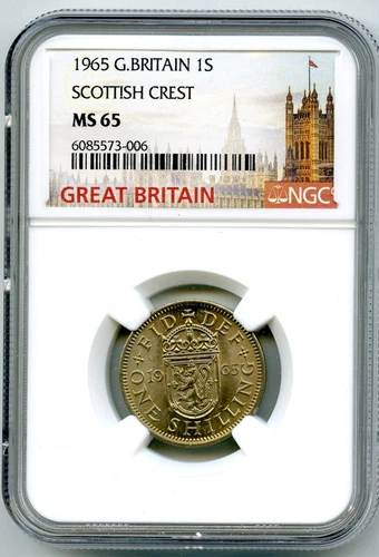 1965 1S GREAT BRITAIN SHILLING NGC MS65 SCOTTISH CREST...TOP GRADE...NONE HIGHER