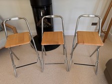  3 x John Lewis Folding Bar Stools - with Wooden seats