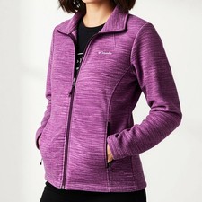 Columbia Women  s Fast Trek II Small Fleece Jacket Purple Pink Full Zip Pockets