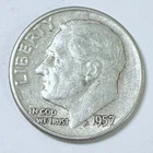 1957 ROOSEVELT SILVER DIME - 90% SILVER - CIRCULATED COIN #5084