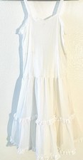 Vintage Girl s Size 8/10 White Ruffled Lace Adjustable Straps Layered Slip