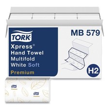 Tork MB579 3-Panel Multifold Hand Towels - White with Blue Leaf 16/Carton New