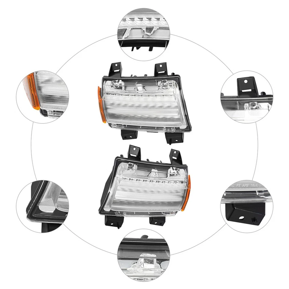For 18-22 Jeep Wrangler JL 55112884AF 55112885AF 2X LED Turn Signal Light w/DRL - Image 2 of 4