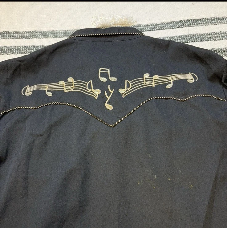 Camisa Scully Western Para Hombre XXL Negra/Dorada Bordada Notas Musicales Abotonada Foto 4 de 4