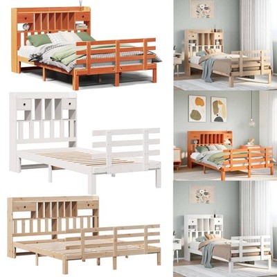 Massivholzbett mit Regal ohne Matratze Einzelbett Holzbett Bett Bettgestell Neu