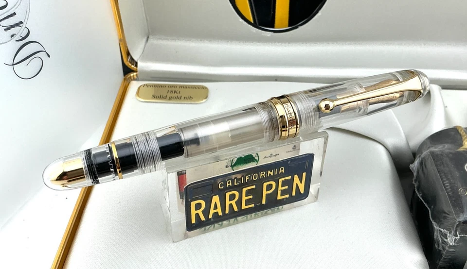 Pluma Estilográfica AURORA 88 DEMOSTRATOR LE 888 Borde Dorado 18K Med Nueva en Caja Año 2001 NUEVA Foto 4 de 4