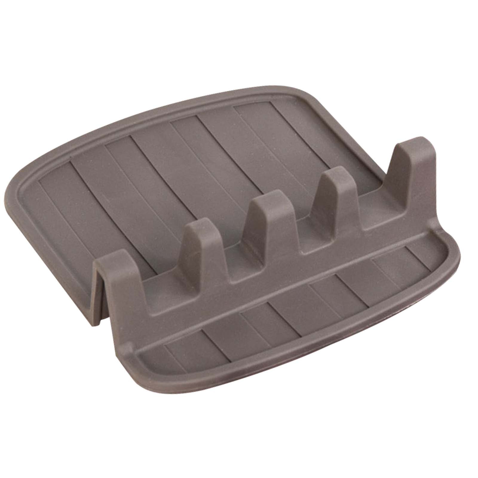 Alpina repose-cuillère compact en silicone taupe 15x14cm pour plan de travail
